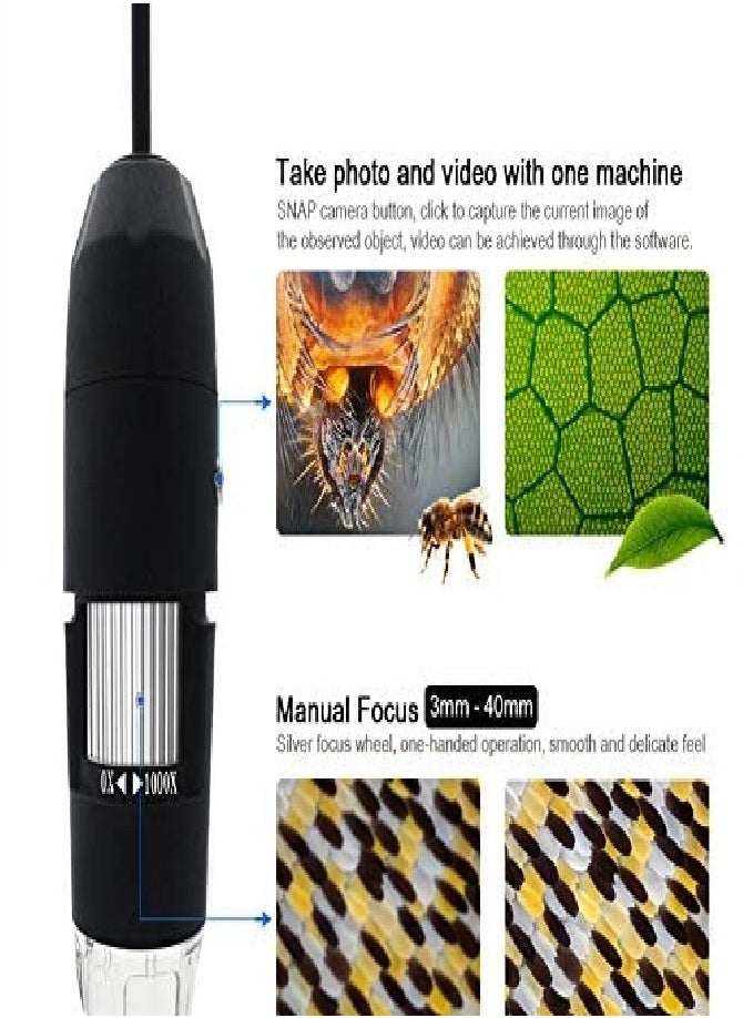 Generic - Microwire Digital Binoculars and Microscope Magnifier with Camera, OTG Feature, 8 LED Bulbs, USB Powered, 1600X Magnification Power with Stand - Image 1