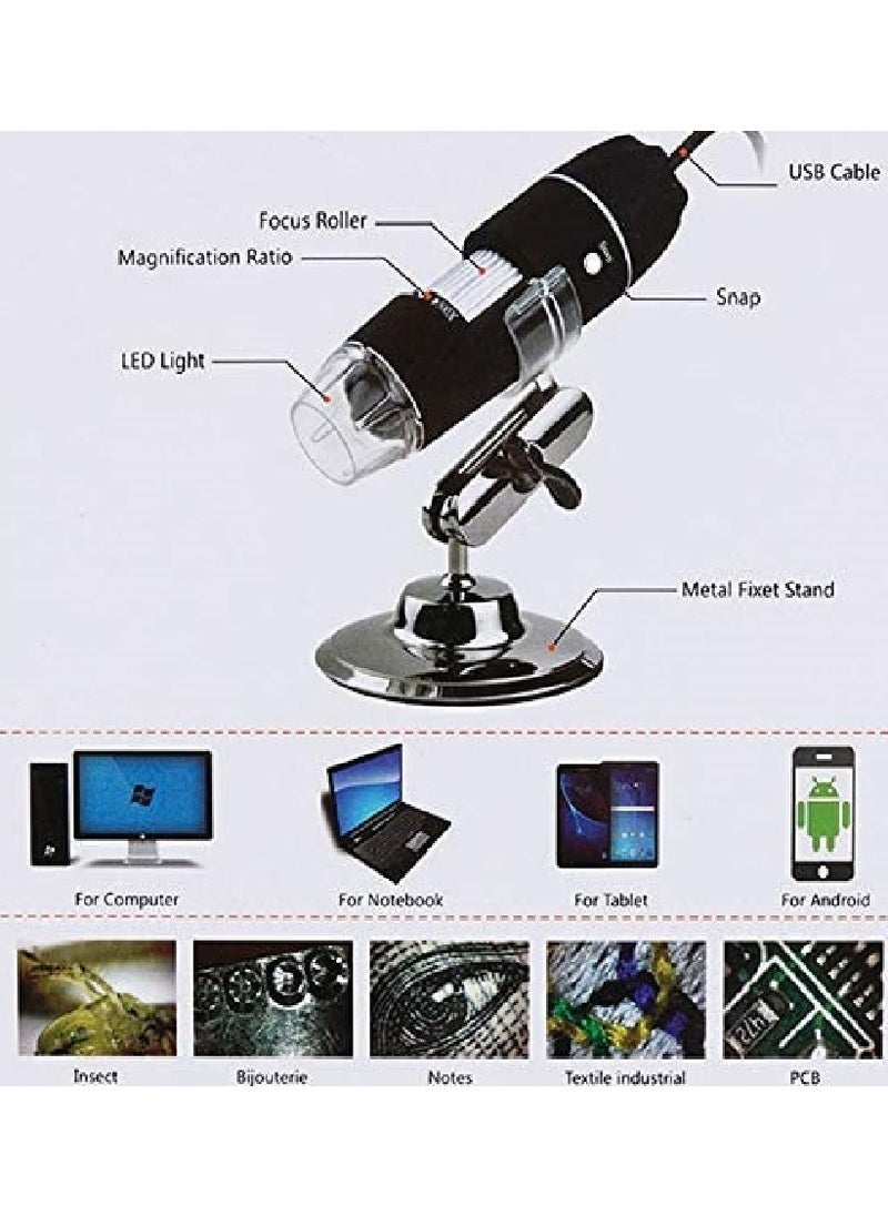 Generic - Microwire Digital Binoculars and Microscope Magnifier with Camera, OTG Feature, 8 LED Bulbs, USB Powered, 1600X Magnification Power with Stand - Image 1