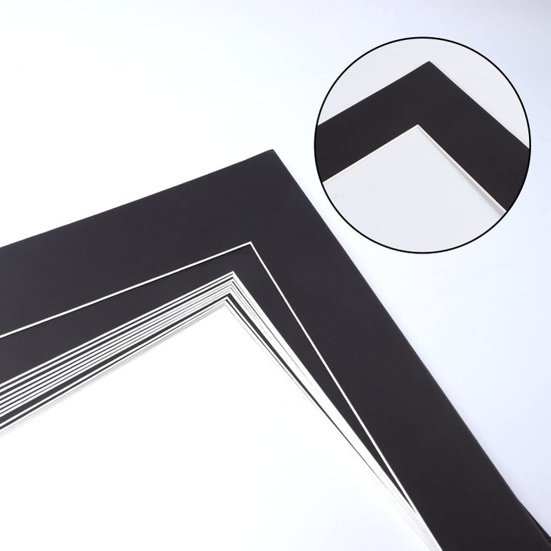 ZBEIVAN 8x10 Black Picture Mats with White Core Bevel Cut Frame Mattes for 5x7 Pictures - Pack of 12 - Image 4
