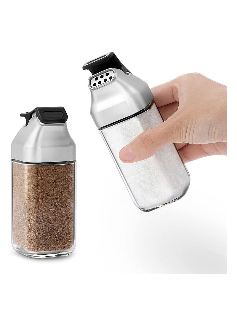 Y&D Salt and Pepper Shakers Set, 2 Pack Glass Shaker with Sealed Lid, Cute Spice Dispenser for Kitchen or Restaurant - Refillable Seasoning Holder Black Pepper, Kosher Sea Salts  - Image 1