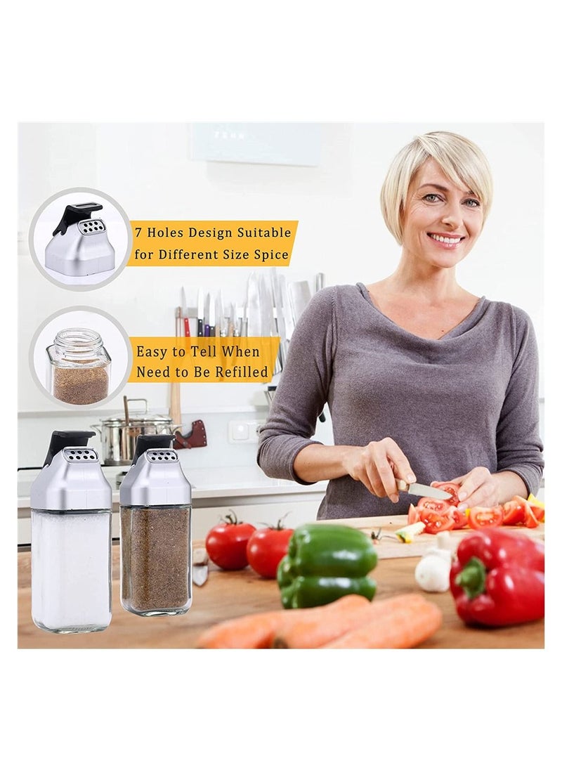 Y&D Salt and Pepper Shakers Set, 2 Pack Glass Shaker with Sealed Lid, Cute Spice Dispenser for Kitchen or Restaurant - Refillable Seasoning Holder Black Pepper, Kosher Sea Salts  - Image 2