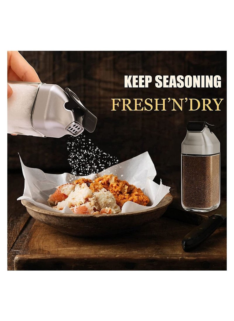Y&D Salt and Pepper Shakers Set, 2 Pack Glass Shaker with Sealed Lid, Cute Spice Dispenser for Kitchen or Restaurant - Refillable Seasoning Holder Black Pepper, Kosher Sea Salts  - Image 3