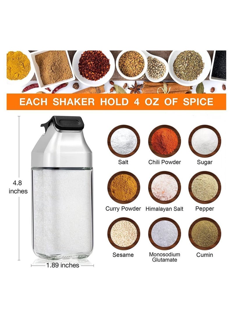 Y&D Salt and Pepper Shakers Set, 2 Pack Glass Shaker with Sealed Lid, Cute Spice Dispenser for Kitchen or Restaurant - Refillable Seasoning Holder Black Pepper, Kosher Sea Salts  - Image 4
