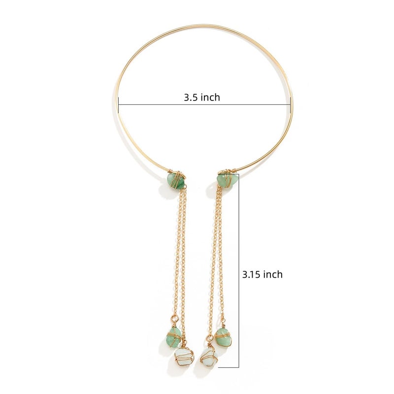 DATOA Arm Cuff Bracelet for Women Upper Arm Stone Tassel Bands Armband Armlet Cuff Bangle Jewelry - Image 2
