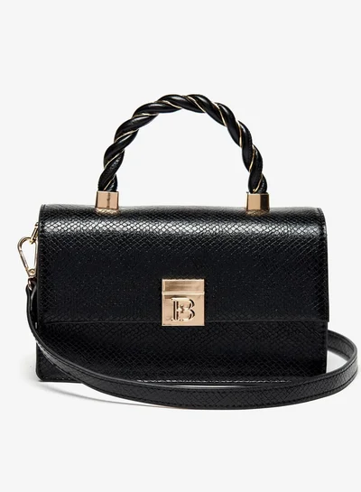 Flora Bella By Shoexpress Women Solid Satchel Bag with Braided Grab Handle and Magnetic Button Closure