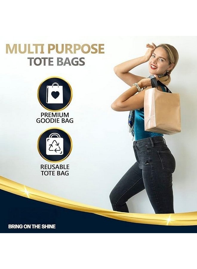 Evafly Gift Bag Medium Size Pack of 10 : L13 x W12 x D4 inch|Resuable Non-Woven Shiny Metallic Laminated|Haldi Return Gifts, Jute Bags for Return Gift,Return Gift For Birthday - Rose Gold - Image 5