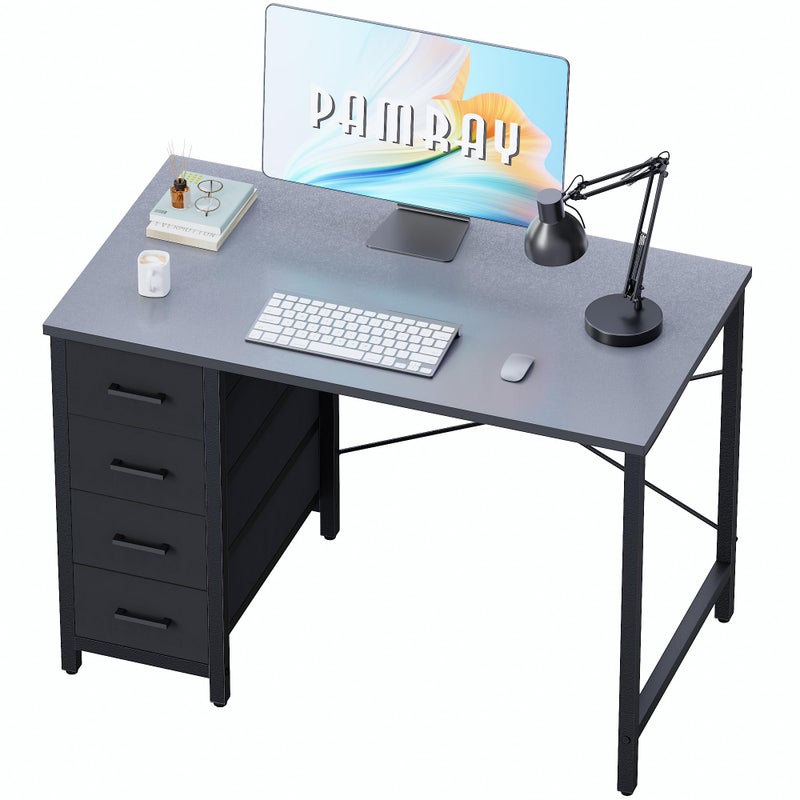 Pamray 32 Inch Computer Desk with 4 Drawers Small Office Desk for Home Bedroom Study Writing Simple Modern Computer Table Grey - Image 1