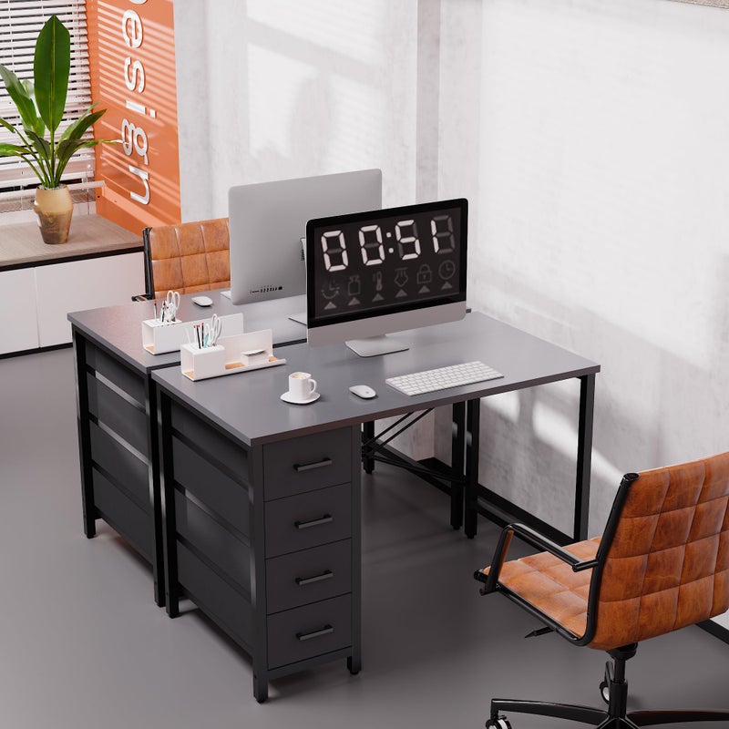 Pamray 32 Inch Computer Desk with 4 Drawers Small Office Desk for Home Bedroom Study Writing Simple Modern Computer Table Grey - Image 3
