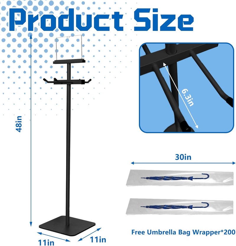 montex Wet Umbrella Stand with Free 200 Plastic Umbrella Bags and Holder - Image 3