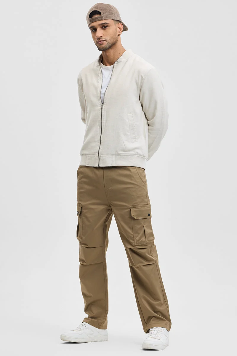 SNITCH Cream Textured Relaxed Fit Jacket