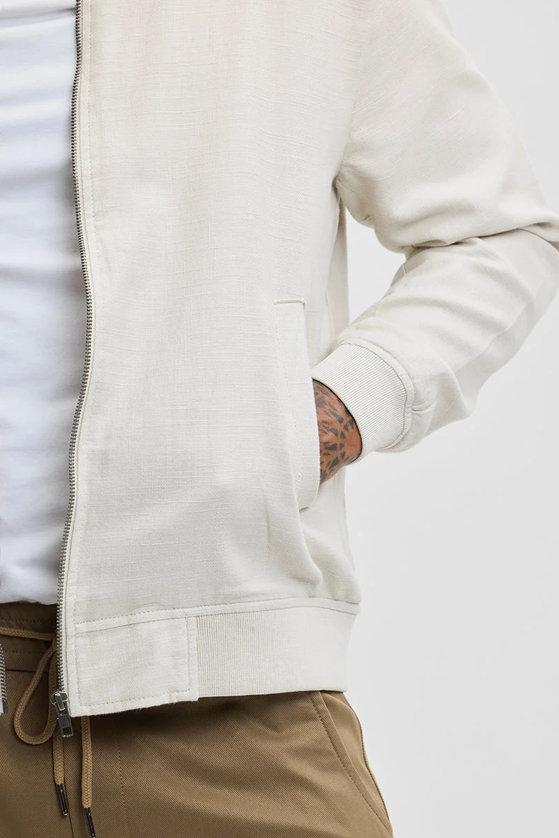 SNITCH Cream Cream Textured Relaxed Fit Jacket for Men | Best Price UAE