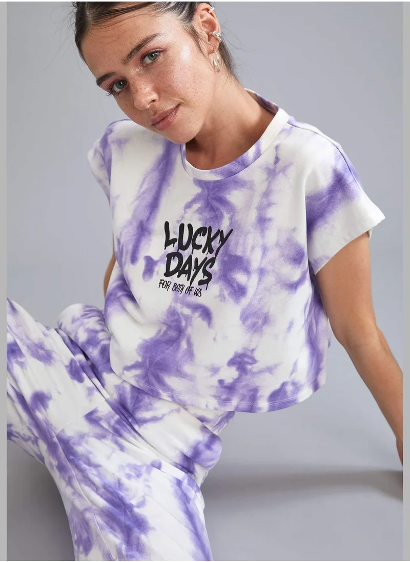 ديفاكتو Elastic Sleeveless Regular Fit Crew Neck Tie-Dye Sweatshirt