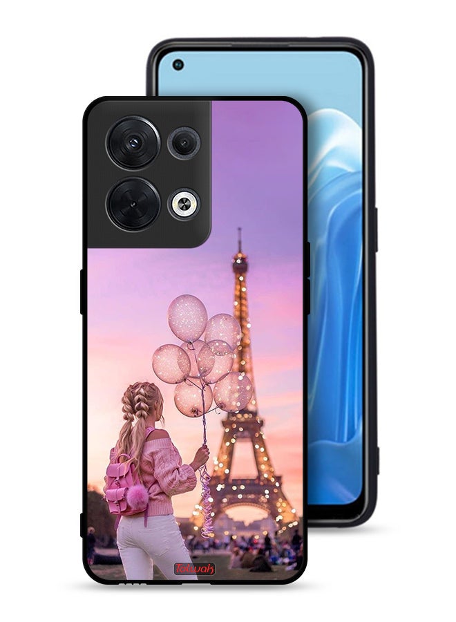 Tolwak Oppo Reno8 5G Protective Case Cover Girl Holding Balloons - Image 1