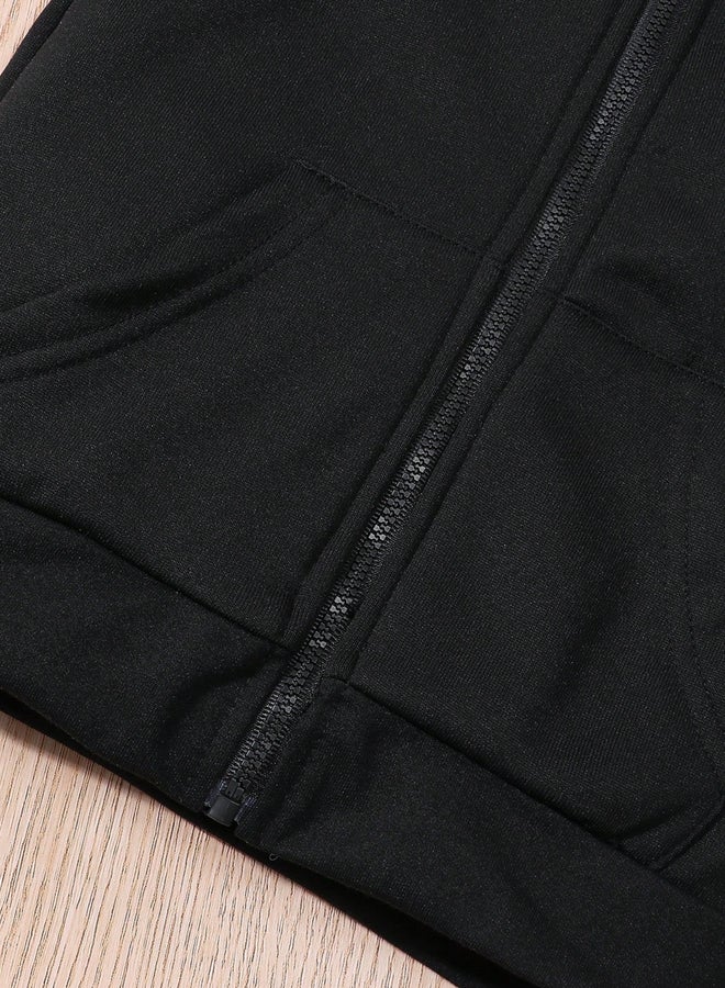 Take Two Letter Print Zip Front Hoodie - Image 5