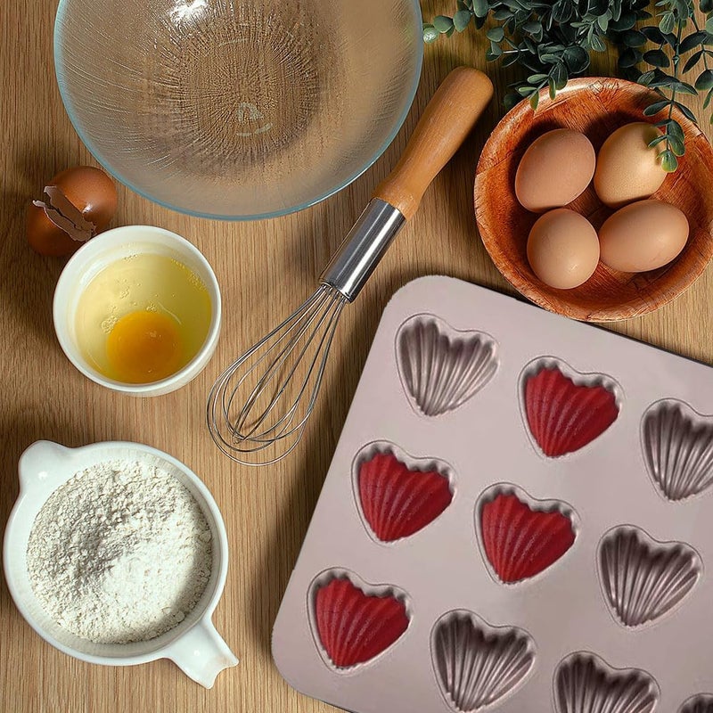 QUDUME Madeleine Mold Cake Pan, 12 Cavity Heart Shape Cake Pan Mini Tea Cake Pans Non-Stick Heart-shaped Shello Madeline Bakewarefor Baking - Image 5