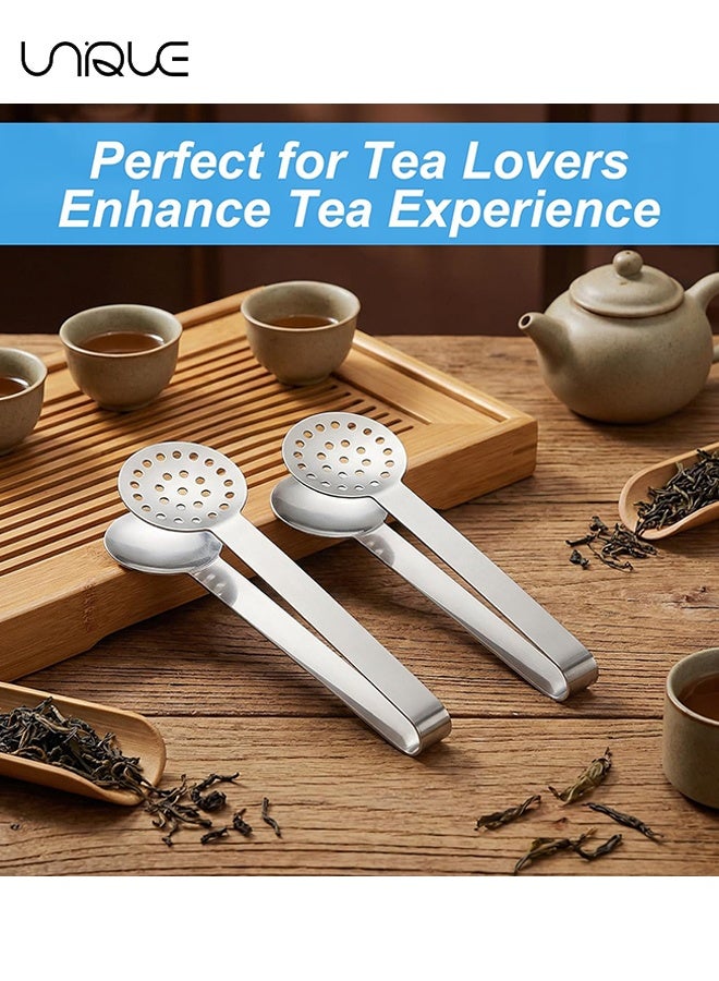 Unique 2 Pack Tea Bag Squeezer, Stainless Steel Tea Bag Squeezer Tongs, Teabag Filter, Dispenser Accessories for Teas Drinkers, Durable Round Strainer Gripper Picker (Silver) - Image 5