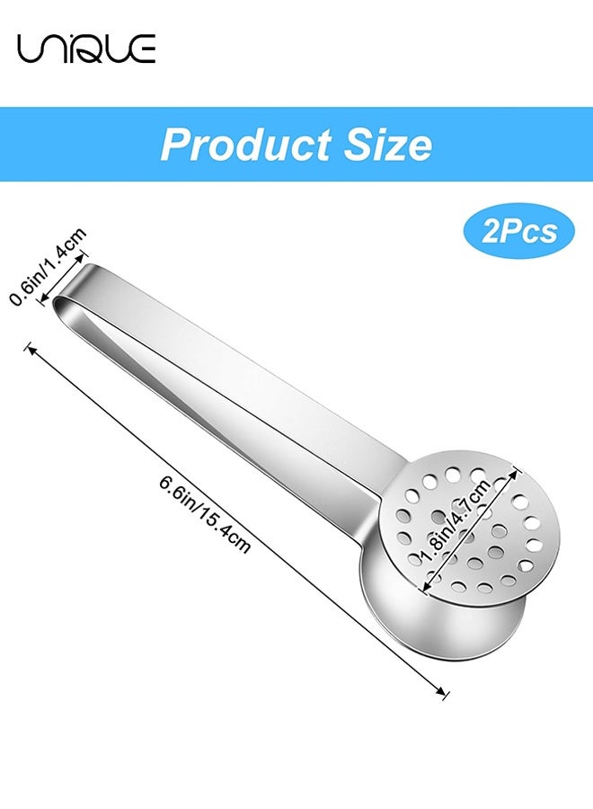 Unique 2 Pack Tea Bag Squeezer, Stainless Steel Tea Bag Squeezer Tongs, Teabag Filter, Dispenser Accessories for Teas Drinkers, Durable Round Strainer Gripper Picker (Silver) - Image 2