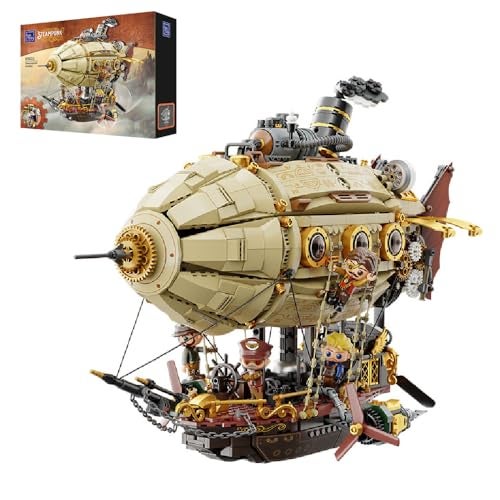 PANTASY Steampunk Airship Model Kit for Adults DualLayer Zeppelin with GearDriven Mechanical System DIY Building Blocks Set Retro SciFi Construction Toy for Collectors Display - Image 1