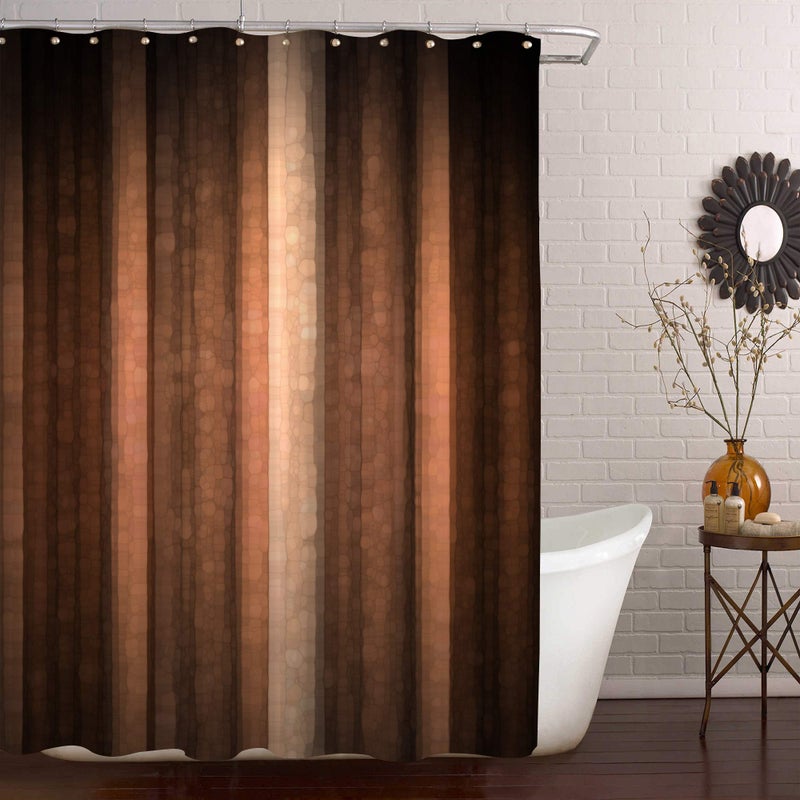 Gibelle Long Shower Curtain 72 x 78 Tall Brown Orange Copper and Pale Peach Shower Curtain Cool Abstract Modern Ombre Striped Art Decorative Waterproof Fabric Bathroom Curtains Shower Set with Hooks