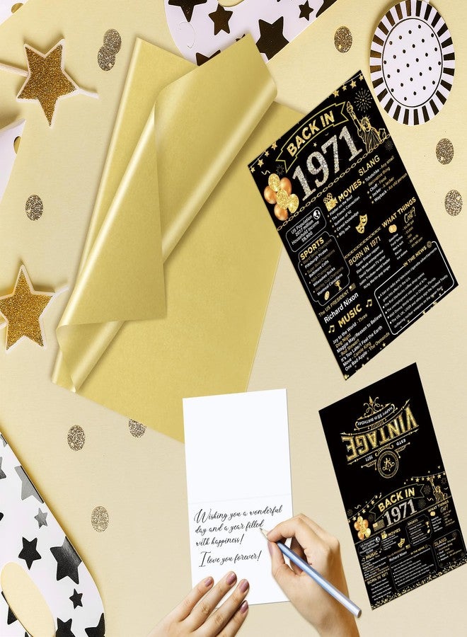 Yoirrat Black Gold 55th Birthday Gifts Bag Vintage 1971 Gift Bags with Greeting Cards 55th Birthday Wrapping Paper Bag for Women Man 55 Year Old Party Supplies - Image 5