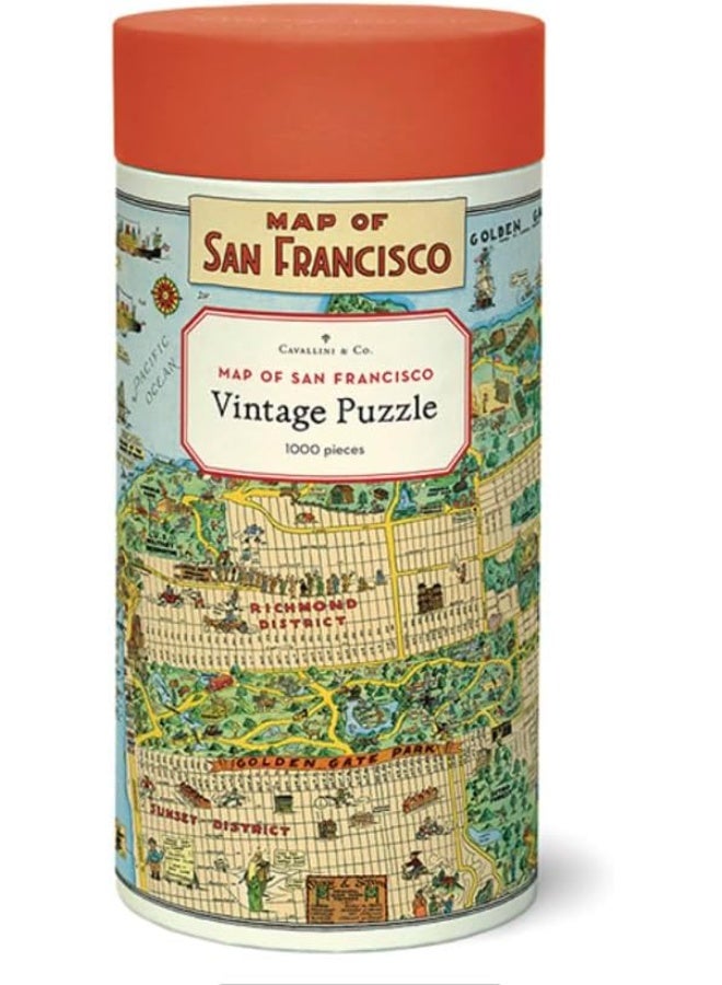 Cavallini & Co. Cavallini 1000 Piece Puzzle, Map of San Francisco (PZL/SFMAP) - Image 1