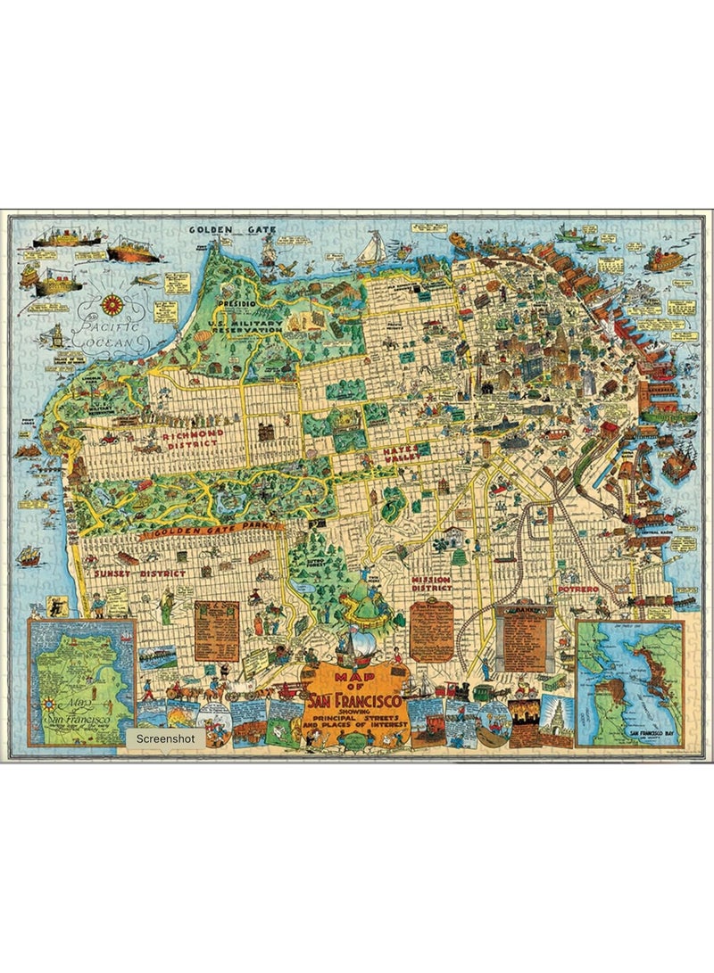 Cavallini & Co. Cavallini 1000 Piece Puzzle, Map of San Francisco (PZL/SFMAP) - Image 2
