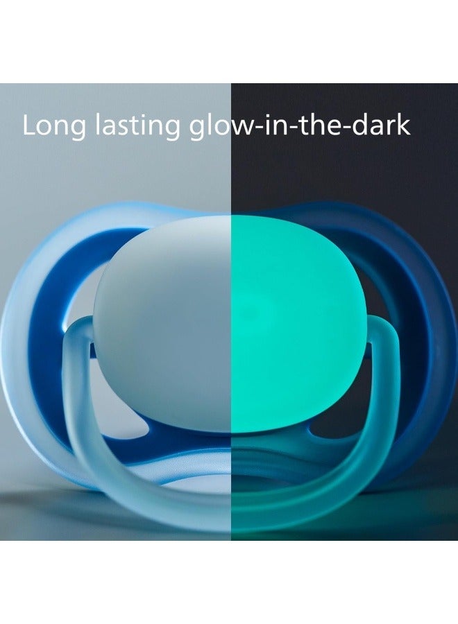 Philips Avent Soother Ultra Air Nighttime 6-18M For Girls, 2 Pieces | No.1 Brand Recommended by Moms Worldwide | Glows in the dark |Light |Breathable |BPA free | Orthodontic with Sterilization Case - Image 3