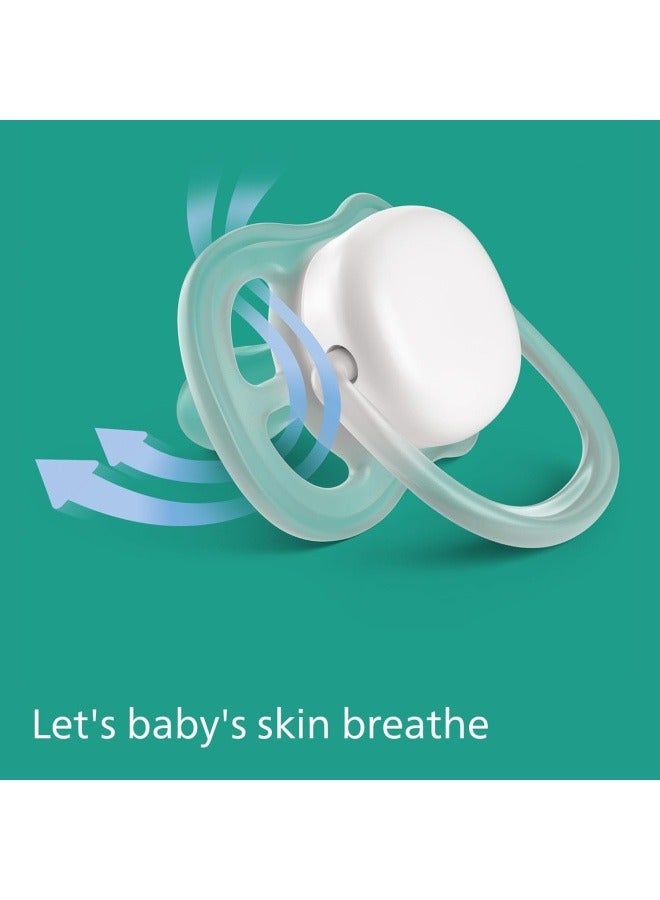 Philips Avent Soother Ultra Air Nighttime 6-18M For Girls, 2 Pieces | No.1 Brand Recommended by Moms Worldwide | Glows in the dark |Light |Breathable |BPA free | Orthodontic with Sterilization Case - Image 2