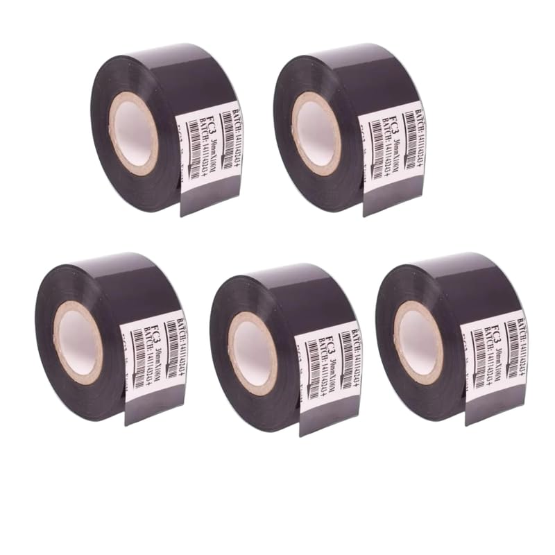 True-Ally 5 Rolls Hot Stamp Ribbon Thermal Transfer Ribbon 30mm x 100m for Date Coder Hot Stamp Printer 241 241B 241S TJ-08 DY-8 DY-6 (Black) - Image 1