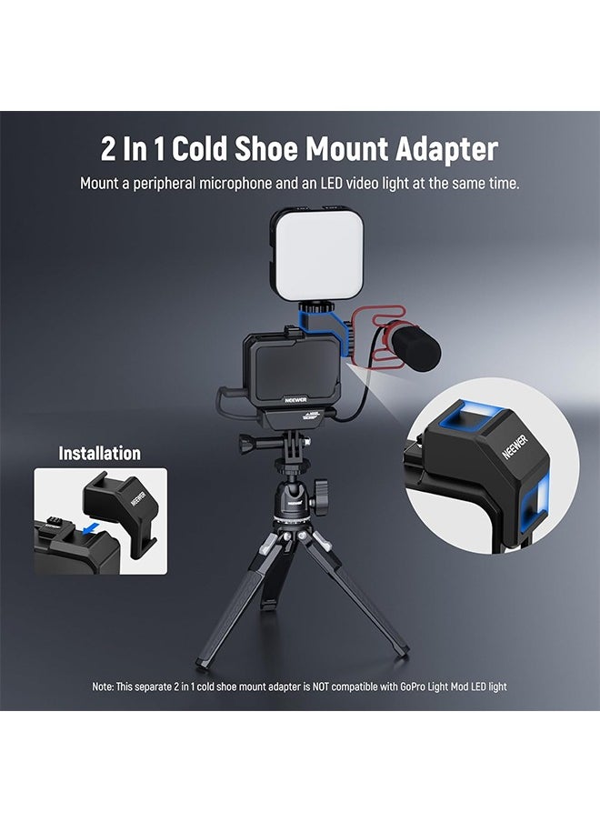 Neewer NEEWER Video Rig Cage Compatible with GoPro Hero 12 11 10 9 Light Mod Max Lens Mod, Durable Plastic with 3.5mm Media Audio Mic Adapter Mount, Cold Shoe Adapter, Battery Cover for Vlogging, AC007  - Image 5
