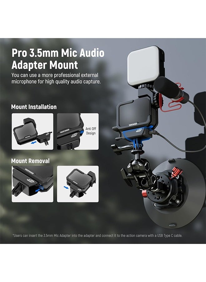 Neewer NEEWER Video Rig Cage Compatible with GoPro Hero 12 11 10 9 Light Mod Max Lens Mod, Durable Plastic with 3.5mm Media Audio Mic Adapter Mount, Cold Shoe Adapter, Battery Cover for Vlogging, AC007  - Image 4
