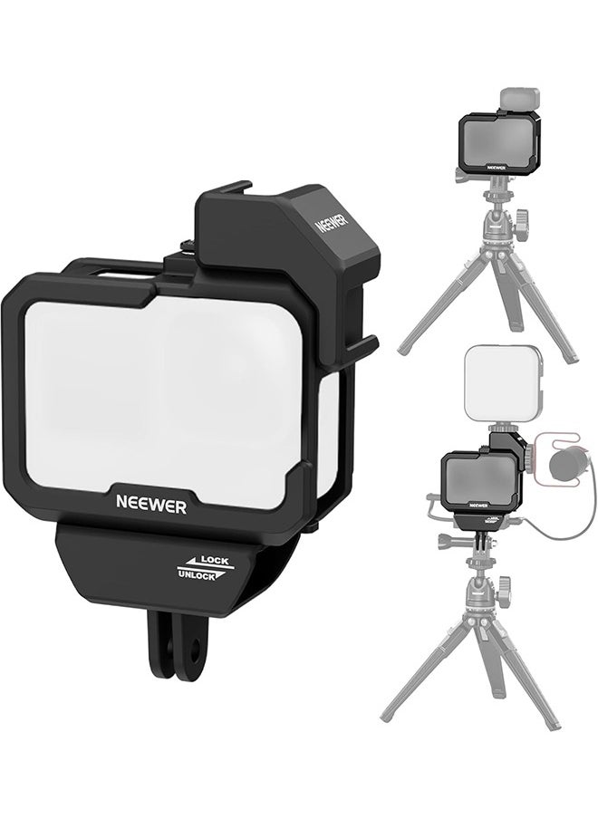 Neewer NEEWER Video Rig Cage Compatible with GoPro Hero 12 11 10 9 Light Mod Max Lens Mod, Durable Plastic with 3.5mm Media Audio Mic Adapter Mount, Cold Shoe Adapter, Battery Cover for Vlogging, AC007  - Image 1