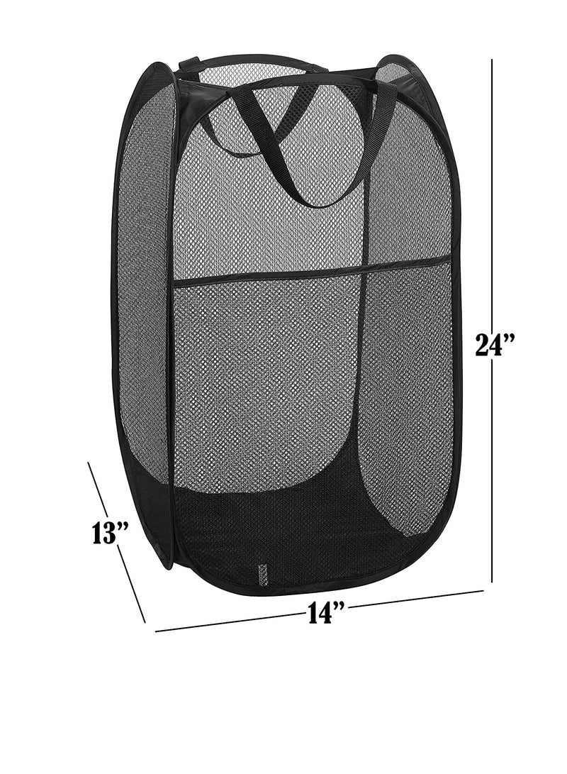 Excefore Mesh Popup Laundry Hamper,Portable for Storage and Easy to Open,with Portable, Durable Handles.Folding Pop-Up Clothes Hampers are Great for College Dorm,The Kids Room (Black | Set of 2)  - Image 5