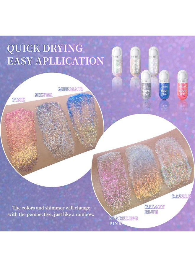 DAGEDA Body Glitter Gel Rollon Face Glitter For Mermaid Makeup Festival Rave Accessories Holographic Hair Glitter Gelbody Shimmer Halloween Makeup For Rave Party (Sparkling Pink) - Image 5