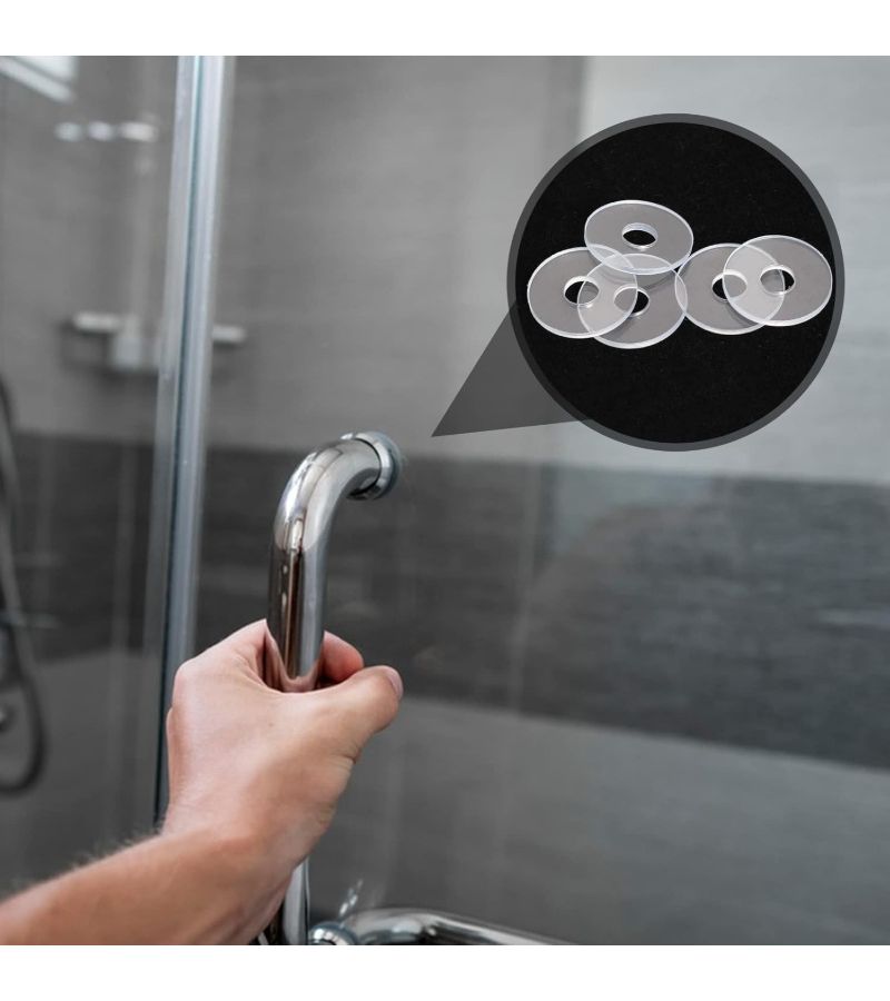 62pcs Transparent Plastic Flat Washers Suitable For Shower Door Handle Isolation Pads Non Conductive Moistureproof Screw Mounted Caps And Sealing Gasket Washers For Glass Doors Bathroom Fence Hardware Durable Plastic Spacers - Image 4