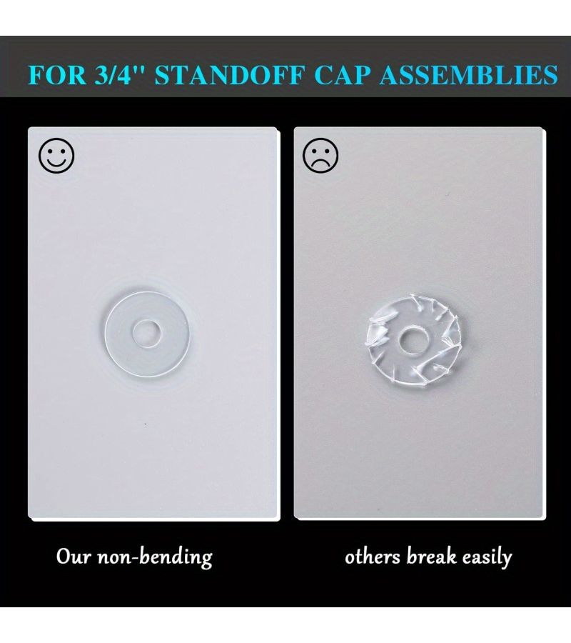 62pcs Transparent Plastic Flat Washers Suitable For Shower Door Handle Isolation Pads Non Conductive Moistureproof Screw Mounted Caps And Sealing Gasket Washers For Glass Doors Bathroom Fence Hardware Durable Plastic Spacers - Image 3
