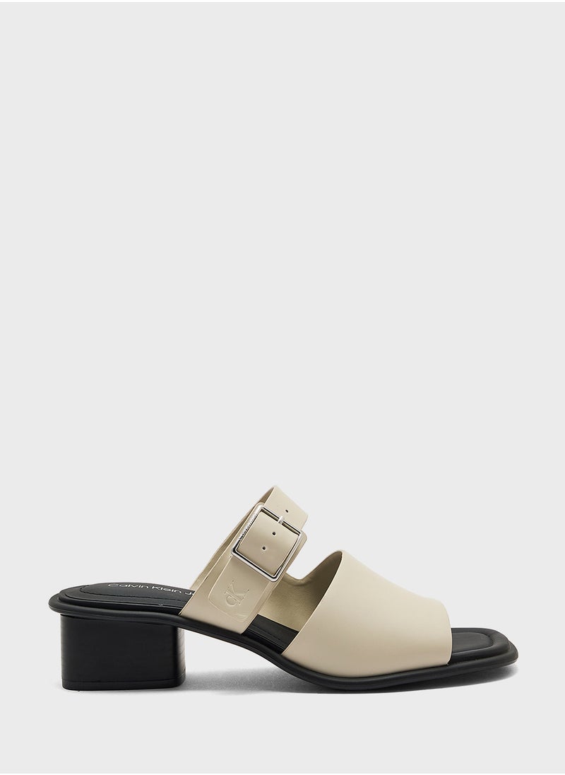 Calvin Klein Jeans LEATHER HEELED SANDALS WITH BUCKLE  - Image 1