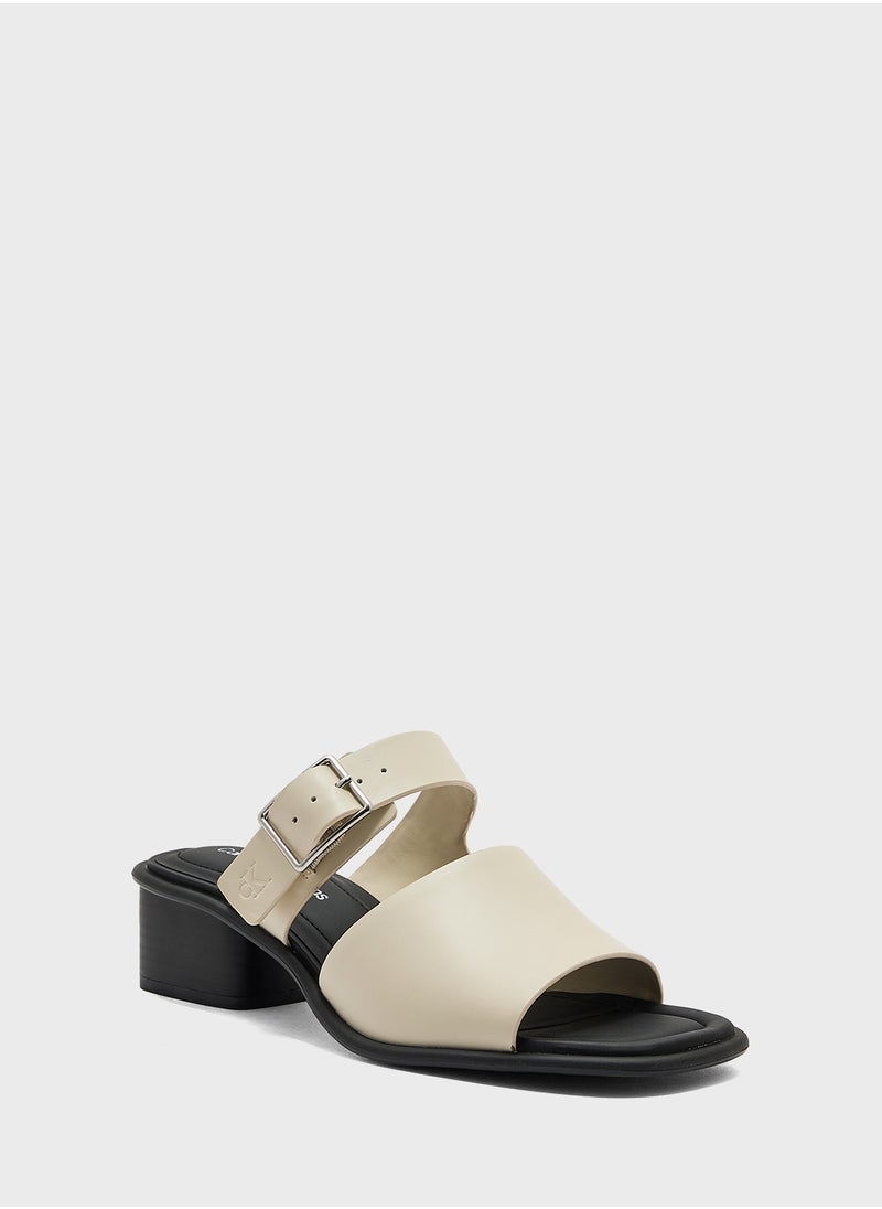 Calvin Klein Jeans LEATHER HEELED SANDALS WITH BUCKLE  - Image 2