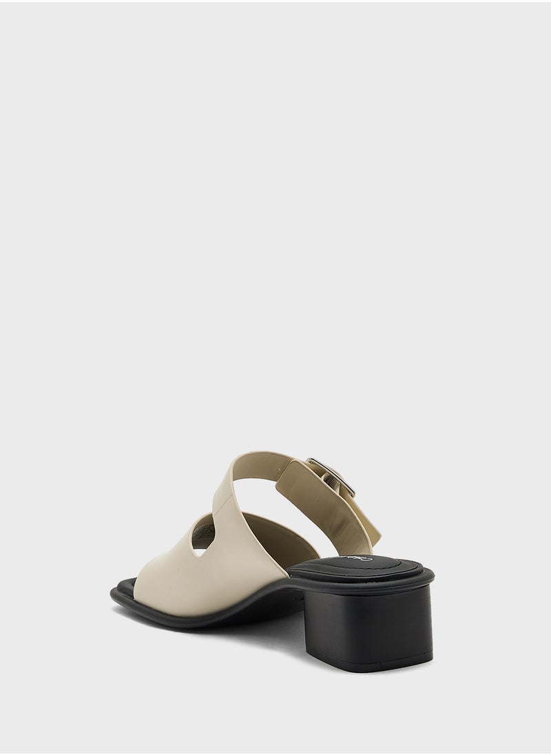 Calvin Klein Jeans LEATHER HEELED SANDALS WITH BUCKLE  - Image 3