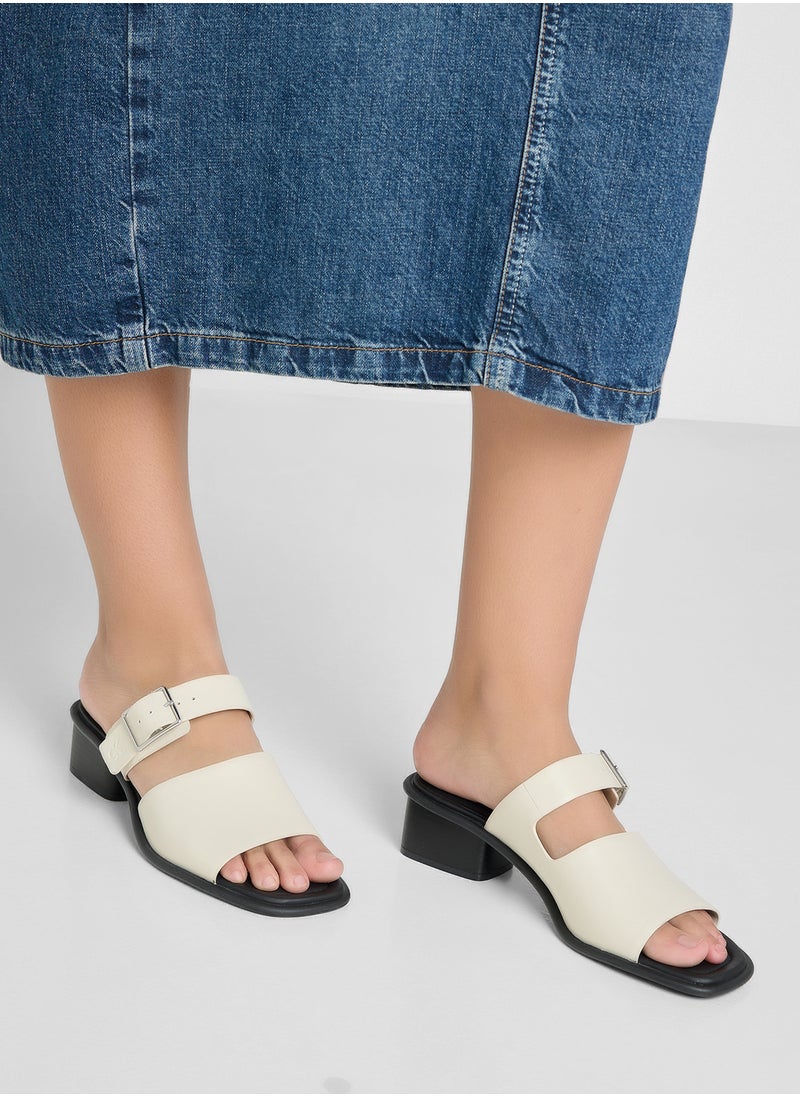 Calvin Klein Jeans LEATHER HEELED SANDALS WITH BUCKLE  - Image 5