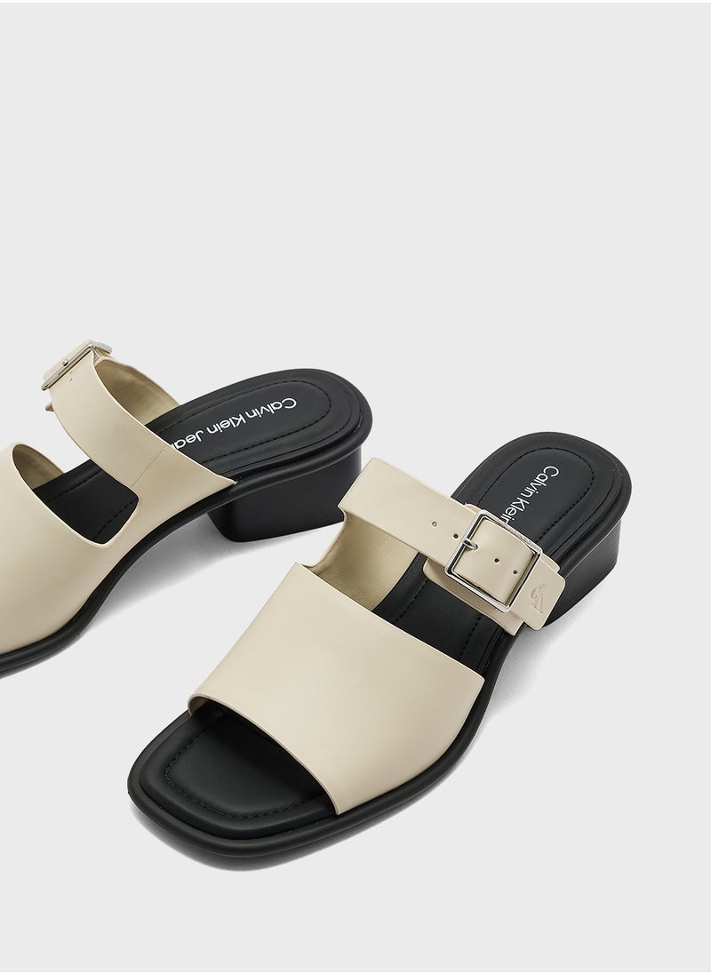 Calvin Klein Jeans LEATHER HEELED SANDALS WITH BUCKLE  - Image 4