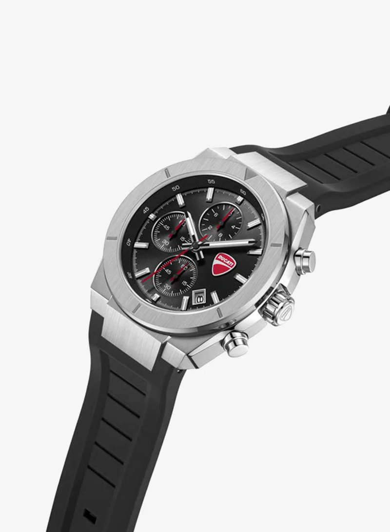 دوكاتي Frontier Black Dial, Silicone Strap, Chronograph Watch for Men, 43mm