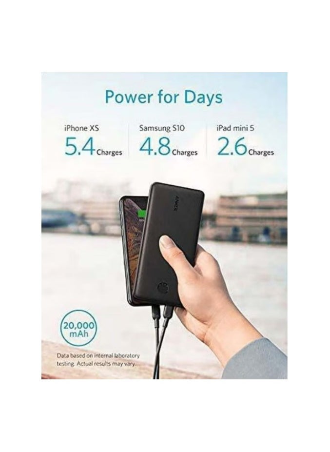 Generic - Anker Power Bank, PowerCore Essential 20000mAh Portable Charger with PowerIQ Technology and USB-C (Input Only), High-Capacity External Battery Pack Compatible with iPhone, Samsung, iPad, and More 20 watt Black - Image 1