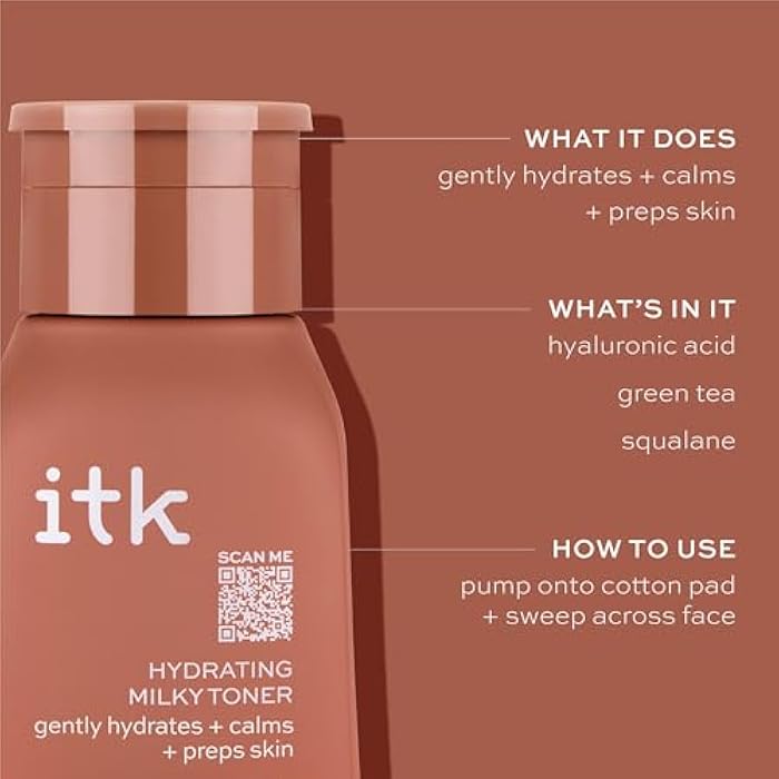 ITK Hydrating Hyaluronic Acid Milky Face Toner for Dry Skin + Redness with Green Tea + Squalane - Prep, Tone + Calm Skin for Women - Soothing Vegan Moisturizing Facial Toner - 5 oz. - Image 4