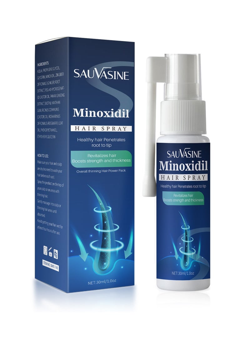 SAUVASINE Minoxidil Hair Spray, Hair Growth Serum, Extra Strength Hair Loss Treatments for Thicker Fuller Hair, Stimulates Hair Newborn, Restores Thinning Hair 30ml  - Image 1