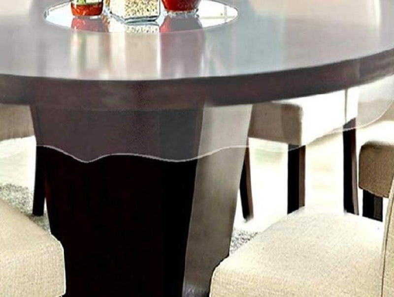 MONKDECOR PVC Transparent 4 Seater Round Dining Table Cover Without Lace Size60 Inch Round - Image 2