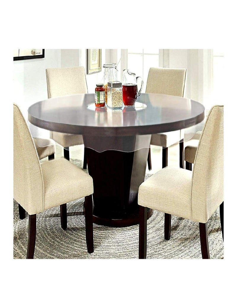 MONKDECOR PVC Transparent 4 Seater Round Dining Table Cover Without Lace Size60 Inch Round - Image 1