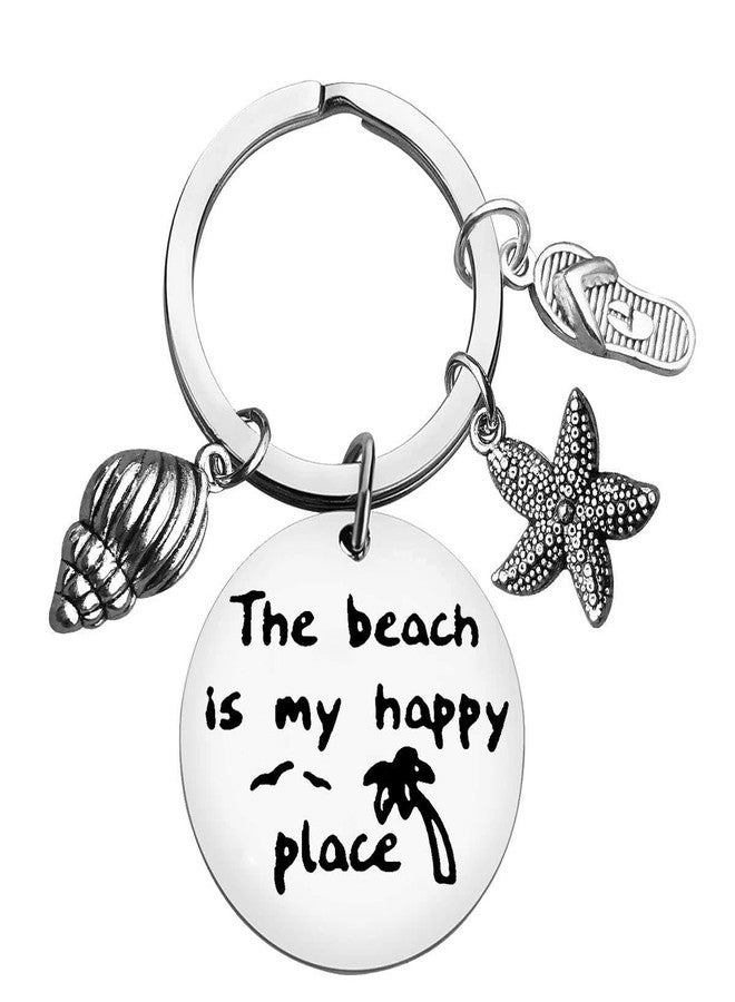 Axmerdal Beach Lover Gift Keychain Beach Jewelry Beach Keyring Stainless Steel Key Chain Birthday Sun&Beach Summer Vacation Decor Pendant - Image 1