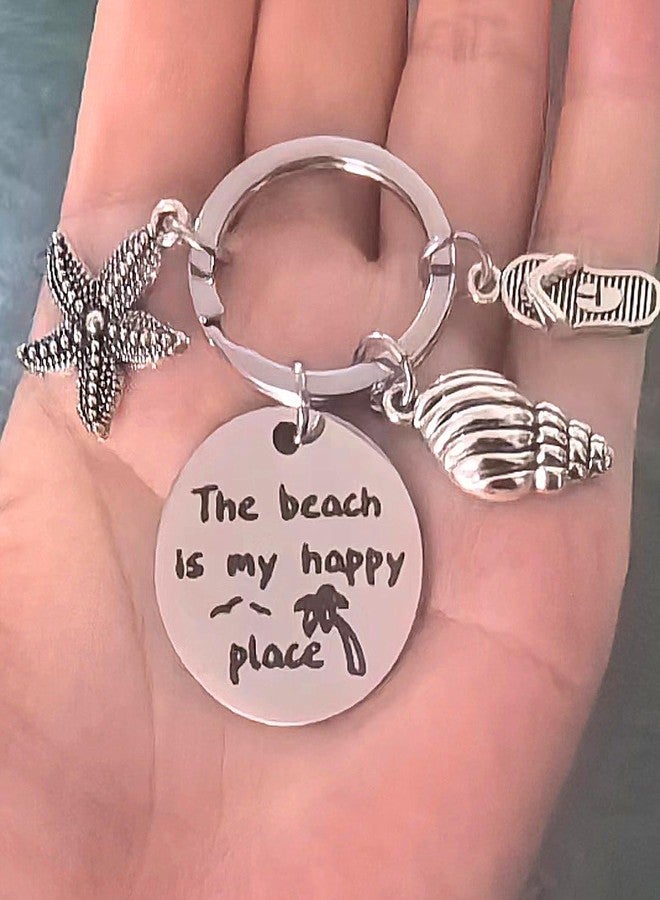 Axmerdal Beach Lover Gift Keychain Beach Jewelry Beach Keyring Stainless Steel Key Chain Birthday Sun&Beach Summer Vacation Decor Pendant - Image 3