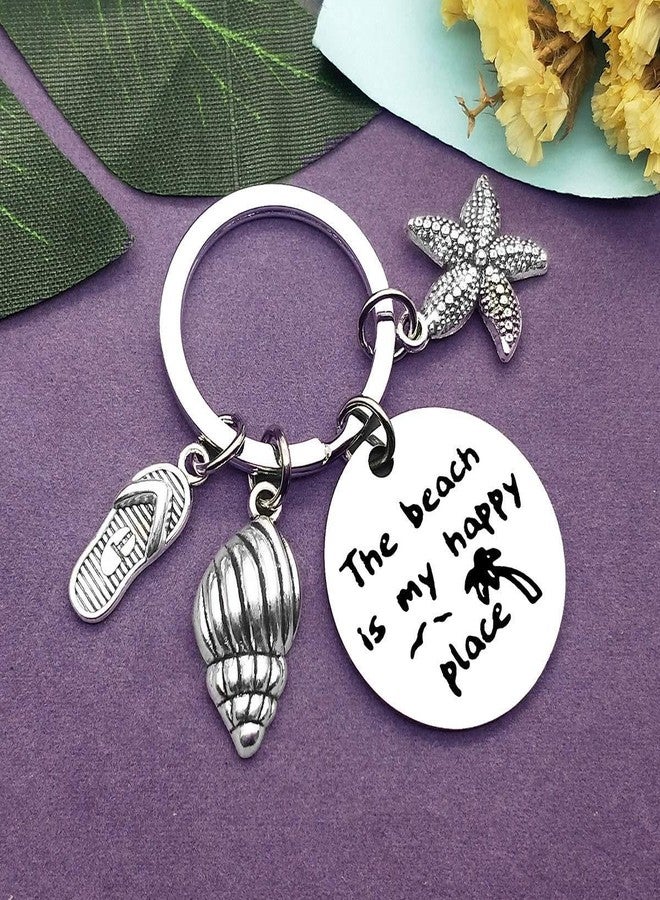 Axmerdal Beach Lover Gift Keychain Beach Jewelry Beach Keyring Stainless Steel Key Chain Birthday Sun&Beach Summer Vacation Decor Pendant - Image 2